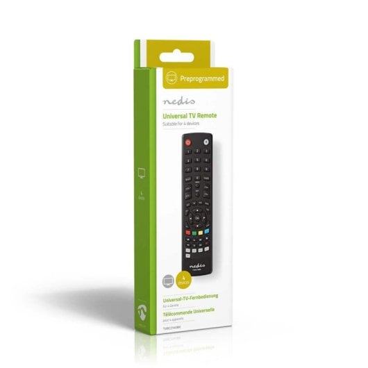 Mando a Distancia Universal Nedis TVRC2340BK IR Inalámbrico Botones Soporta 4 Dispositivos Negro