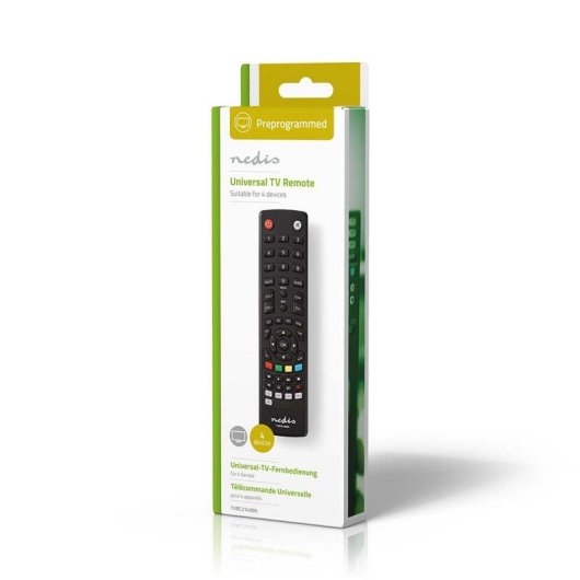 Mando a distancia Nedis TVRC2340BK universal IR inalámbrico negro 4 dispositivos