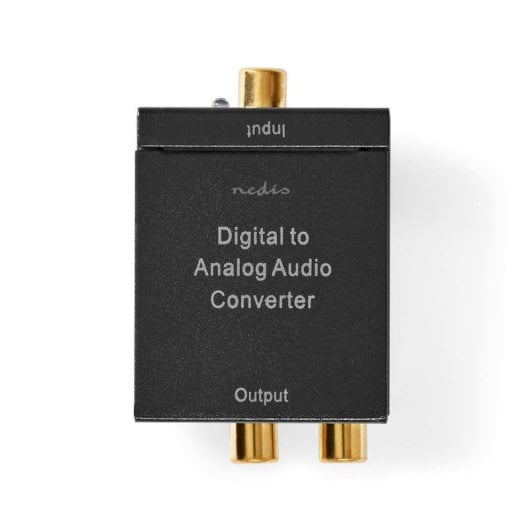 Nedis ACON2510BK Conversor de Áudio Digital para Analógico Coaxial/Toslink com Saída RCA e AUX