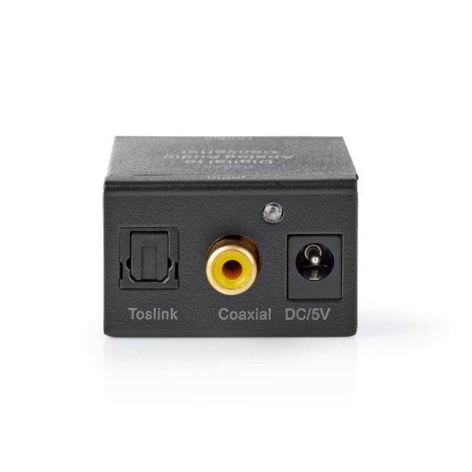 Nedis ACON2510BK Conversor de Áudio Digital para Analógico Coaxial/Toslink com Saída RCA e AUX