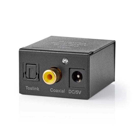 Nedis ACON2510BK Conversor de Áudio Digital para Analógico Coaxial/Toslink com Saída RCA e AUX