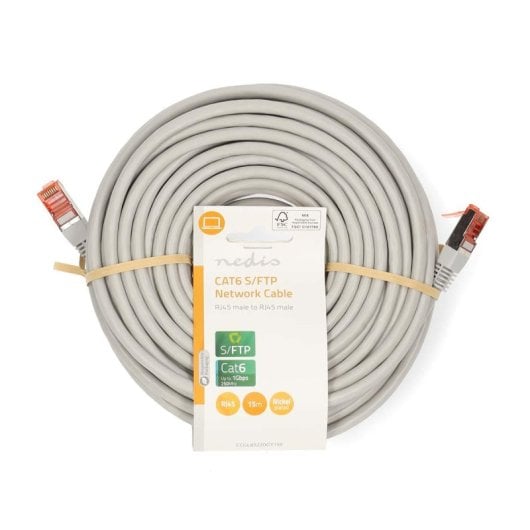 Cable de red Nedis CCGL85220GY150 Cat6 S/FTP 15m RJ-45 doble apantallamiento gris