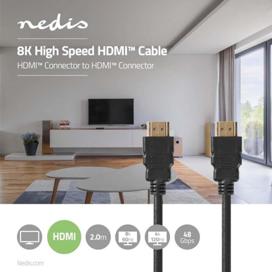 Câble HDMI Nedis CVGL35000BK20 2 m avec ARC HDMI Type A Noir