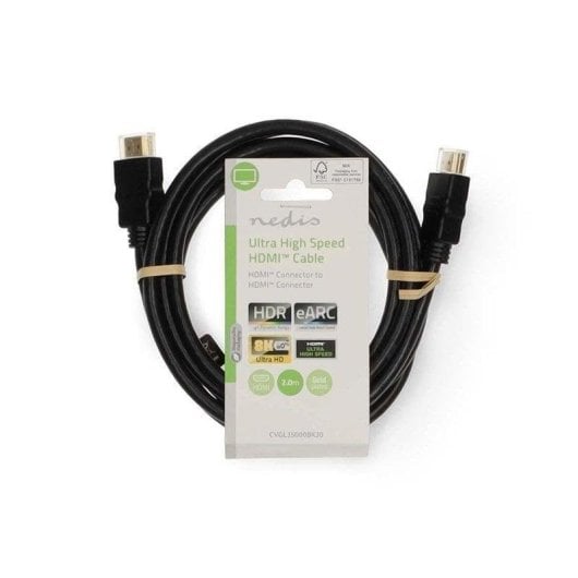 Câble HDMI Nedis CVGL35000BK20 2 m ARC connecteurs or noir