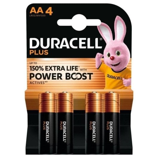 Duracell Plus AA Alcalina 1,5V Confezione 4 pezzi Nero Oro