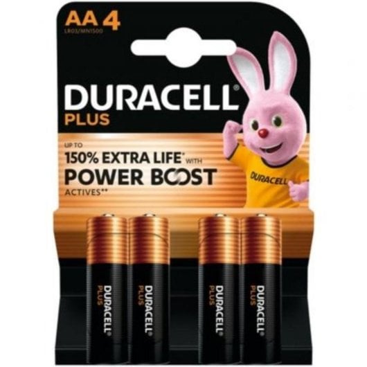 Duracell Plus AA Alcalina 1,5V Confezione 4 pezzi Nero Oro