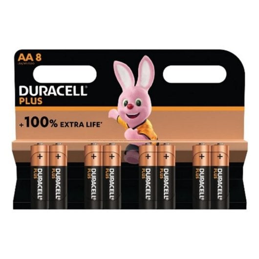 Batterie Duracell Plus AA Alcaline 1,5 V 8 pièces Noire Or