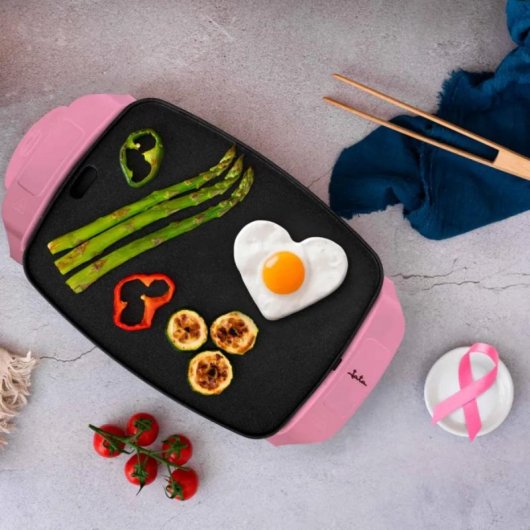 Plancha de asar JATA JEGR5522 Superficie Durastone 1000W 280x220mm Rosa Antiadherente