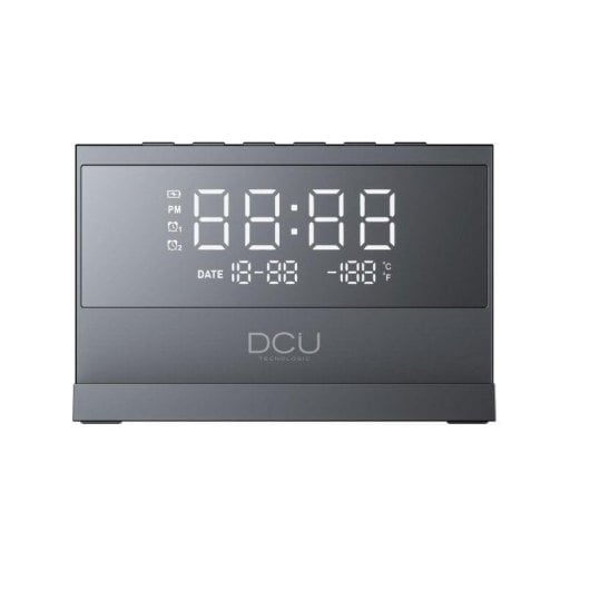 DCU Advance Tecnologic 37300830 Digitaler Wecker mit 15W Qi-Ladefunktion, 8-farbiger LED-Nachtlicht, Tischuhr