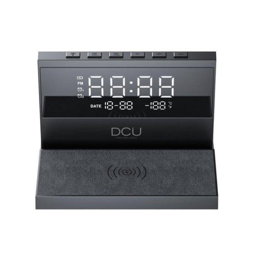 Despertador Digital DCU Advance Tecnologic 37300830 com Carregamento Wireless 15W e Luz LED Multicolor