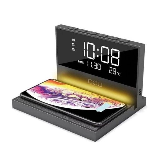 Despertador Digital DCU Advance Tecnologic 37300830 com Carregamento Wireless 15W e Luz LED Multicolor