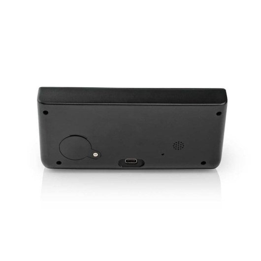 Nedis WCACQ20BK Digitaler Wecker mit Qi-Ladestation 15W, Dual-Alarm, USB-A, LCD, Schwarz