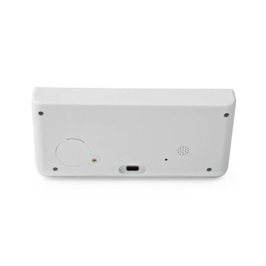 Reloj despertador digital Nedis WCACQ20WT Blanco carga inalámbrica Qi 15W doble alarma USB-A