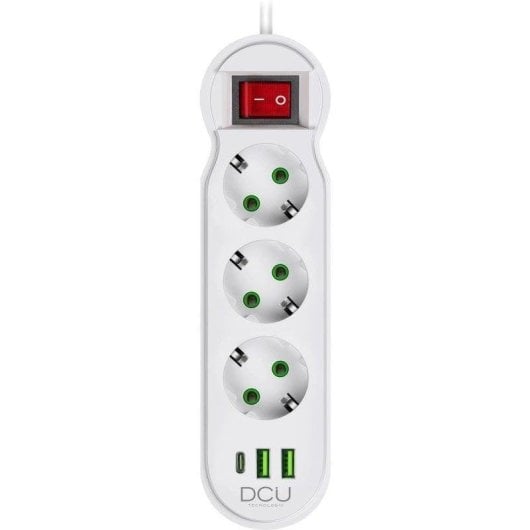 Steckdosenleiste DCU Advance Tecnologic 37400103 3 Steckplätze USB-A USB-C Schutz Schalter