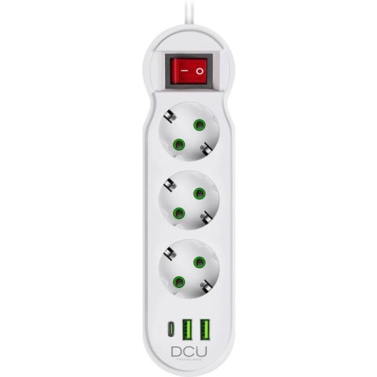 Steckdosenleiste DCU Advance Tecnologic 37400103 3 Steckplätze USB-A USB-C Schutz Schalter