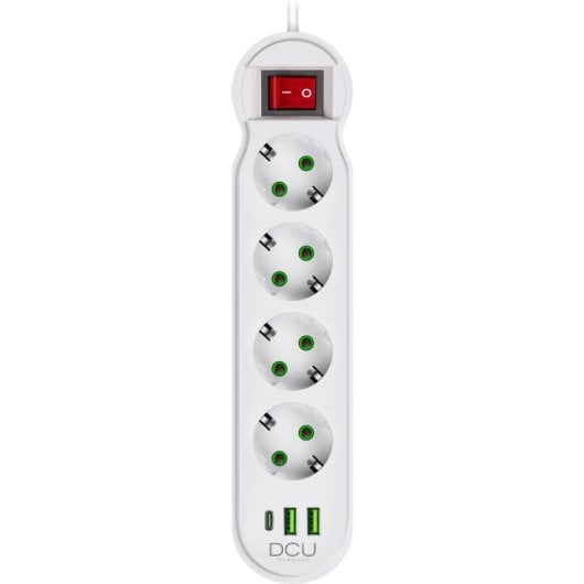 DCU Advance Tecnologic 37400104 Régua com 4x Tomadas AC, 2x USB-A, 1x USB-C, Cabo 2m e Proteção Avançada Branca