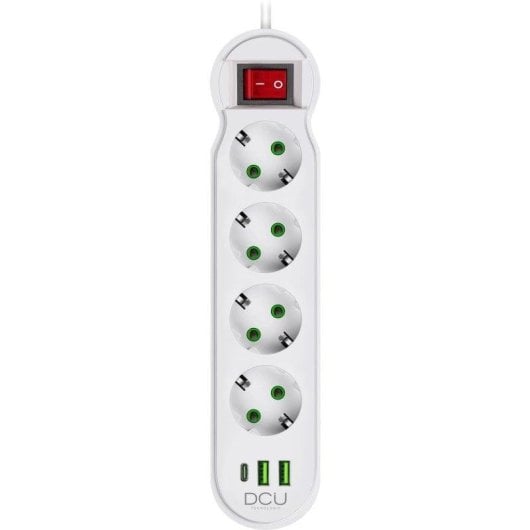 Regleta DCU Advance Tecnologic 37400104 4 tomas AC 2 USB-A 1 USB-C 2m protección avanzada Blanco