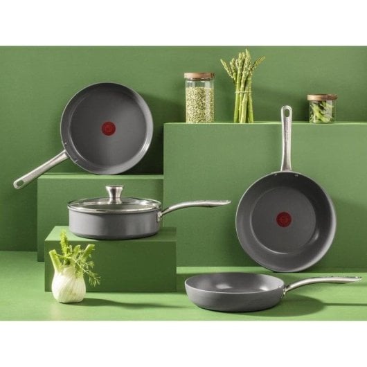 Wok Tefal Renew+ C42419 Keramik Aluminium 28cm Grau Antihaft 3,67L