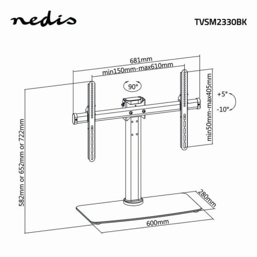 Nedis TVSM2330BK Suporte de Mesa Giratório/Inclinável para TV 32-65" com Altura Ajustável Máx.45kg Preto