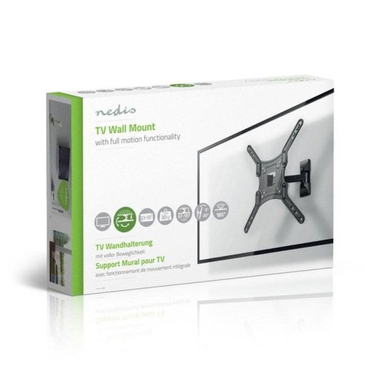 Nedis TVWM1430BK Wandhalterung für 23"-55" TV, neigbar, schwenkbar, 30 kg, Schwarz