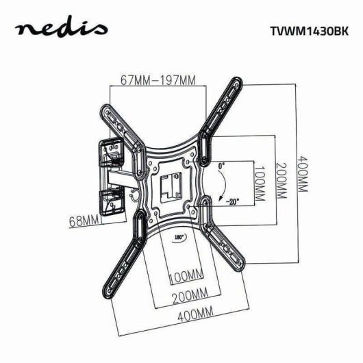 Nedis TVWM1430BK TV-Wandhalterung Neigbar und Drehbar 23 bis 55" VESA 100x100 bis 400x400 Max 30kg