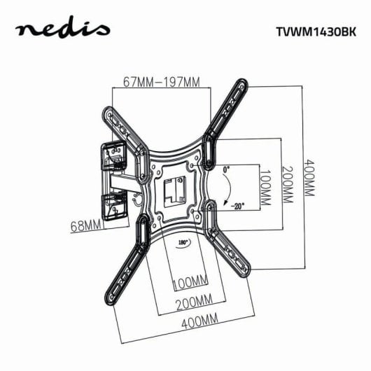 TV-Wandhalterung Nedis TVWM1430BK Neigbar Drehbar Schwarz 23"-55" 30kg