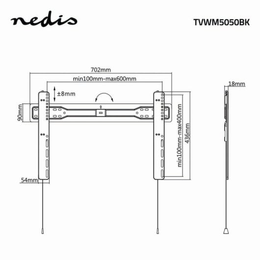 Soporte de Pared para TV Nedis TVWM5050BK Fijo Ultrafino 37"-70" 35kg Negro