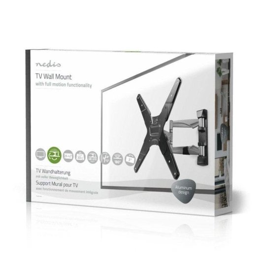 Soporte TV Nedis TVWM5530BK 26"-42" Inclinable, Giratorio, Aluminio 30kg VESA 400x400 Plata/Negro
