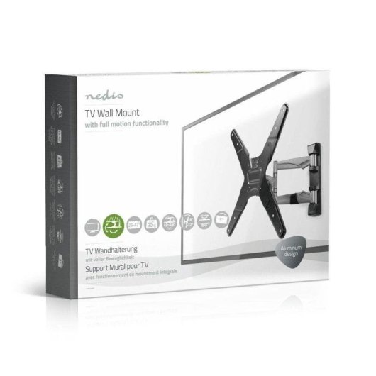 Soporte TV Nedis TVWM5530BK 26"-42" Inclinable, Giratorio, Aluminio 30kg VESA 400x400 Plata/Negro