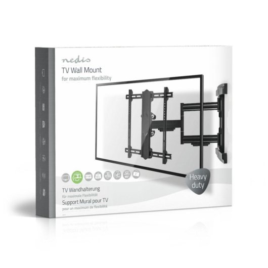 Soporte de pared TV Nedis TVWM6550BK 37-80" giro 180° inclinación 15° carga 50kg negro