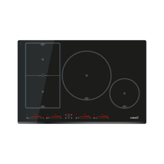 CATA INSB 8021 BK Hotte de Cuisine Intégrée 80 cm Plaque à Induction Noir Verre 4 Zones