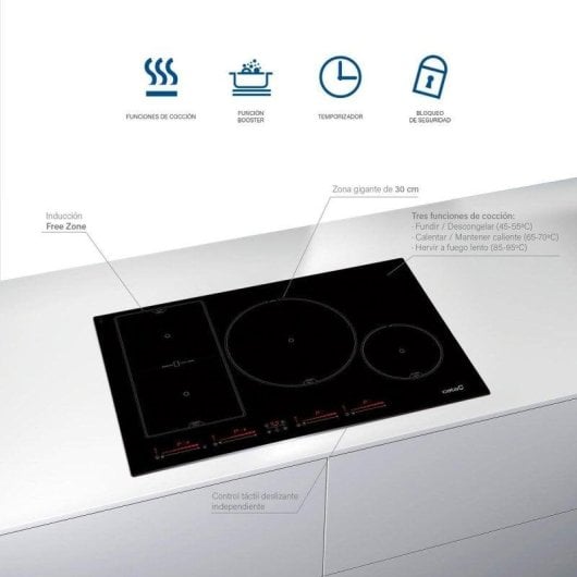 Plaque induction Cata INSB 8021 BK 80 cm 4 zones Tactile Verre Noir