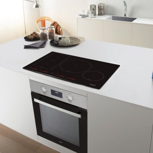 CATA INSB 8021 BK Hotte de Cuisine Intégrée 80 cm Plaque à Induction Noir Verre 4 Zones