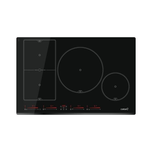 CATA INSB 8021 BK Hotte de Cuisine Intégrée 80 cm Plaque à Induction Noir Verre 4 Zones