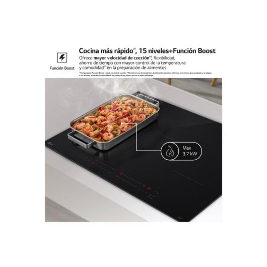 Placa de inducción LG 80cm Flex con 4 zonas, control táctil y conectividad ThinQ