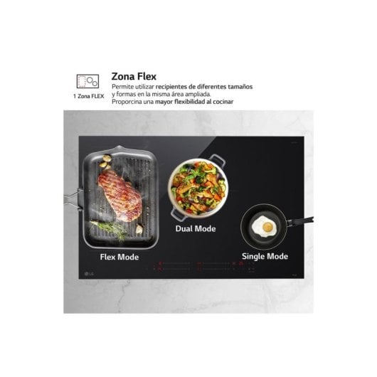 Placa de inducción LG 80cm Flex con 4 zonas, control táctil y conectividad ThinQ