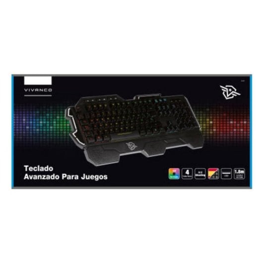 Teclado de membrana Vivanco 60432 Layout ES retroiluminado RGB con reposamuñecas