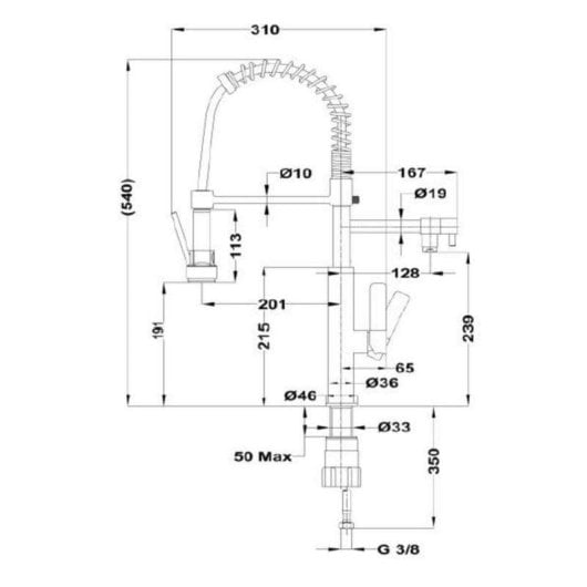 Grifo Teka Formentera TOP FOT 999 caño flexible retirable Stop cromo 54 cm