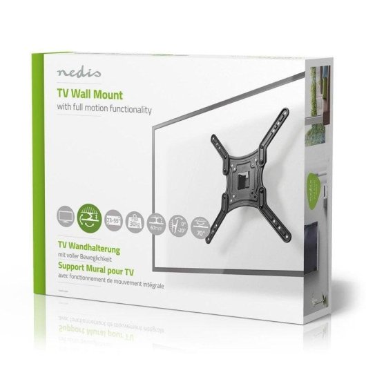 Soporte de Pared para TV Nedis TVWM1330BK 23"-55" Inclinación y Giro VESA 400x400mm 30kg Negro