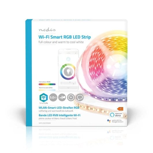 Intelligentes LED Lichtband Nedis WIFILS50CRGBW 5m RGB Weiß Warmkalt WLAN Steuerung