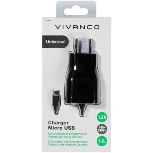 Cargador Vivanco TCVVMUSB1A 5V 1,2 m Negro Universal Interior Corriente Alterna
