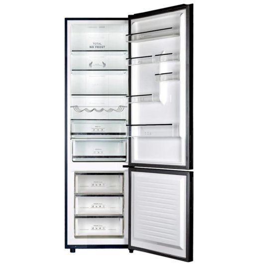 Frigorífico Infiniton Combinado No Frost 200cm 351L E Black Inox Inverter Holiday Fresh Zone
