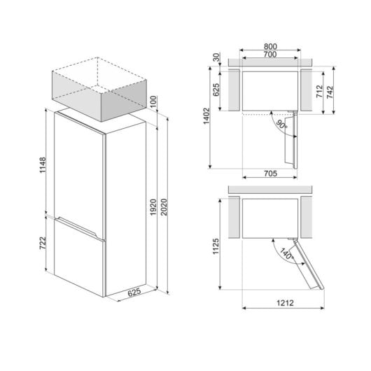 Frigorífico Smeg Combinado No Frost 192cm 481L E Inox LED Display Inverter Porta Reversível