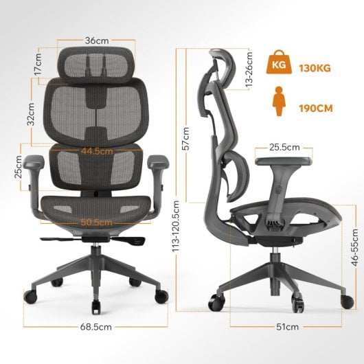 Silla de Oficina SENSE7 Nobu Soporte Lumbar Innovador Reposabrazos 3D Malla Transpirable Dark Gray