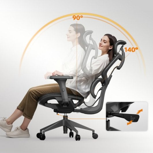 Silla de Oficina SENSE7 Nobu Soporte Lumbar Innovador Reposabrazos 3D Malla Transpirable Dark Gray