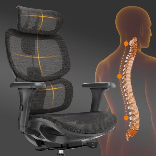 Silla de Oficina SENSE7 Nobu Soporte Lumbar Innovador Reposabrazos 3D Malla Transpirable Dark Gray