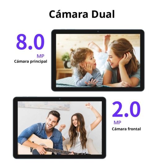 Pritom Touch 10" Tablet 4GB+4GB Boost/64GB con custodia 6000mAh WiFi 6 Android 15 Grigio