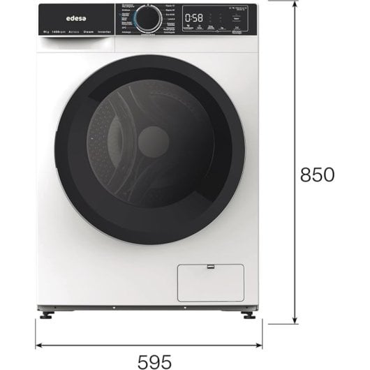 Edesa EWF-9401 WH 9kg 1400rpm 18 Programas Display LED Inverter Máquina de Lavar Roupa Branca