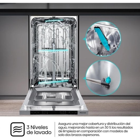 Hisense HV543D10 Máquina de lavar louça de encastrar 45 cm 11 talheres Inverter Branco D