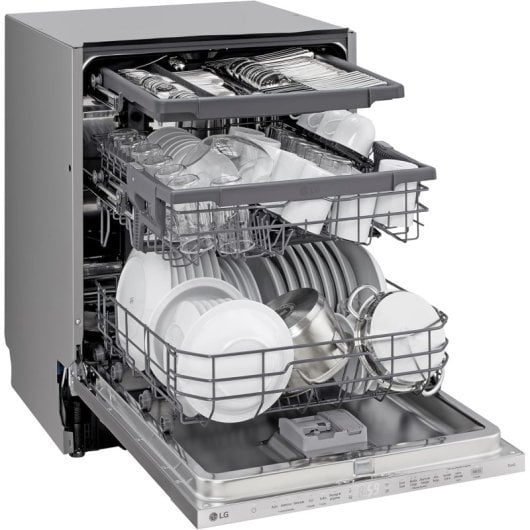 Máquina de lavar loiça de encastrar em aço inoxidável LG DB243TX QuadWash EasyRack Wi-Fi 14L